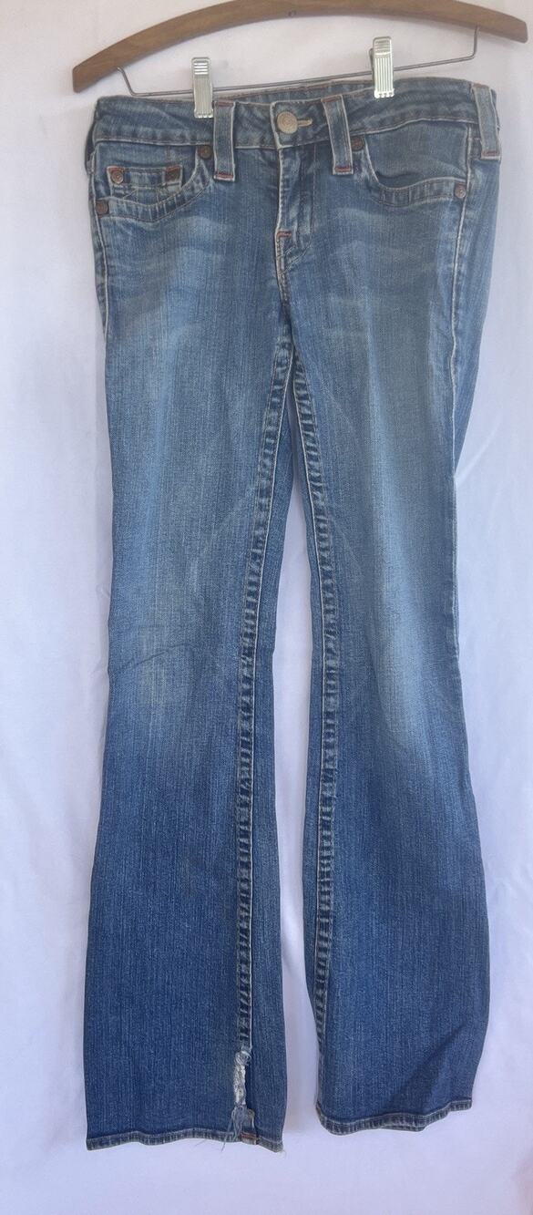 True Religion Bobby Jeans Boot Cut Womens Size 29 Blue Denim Distressed